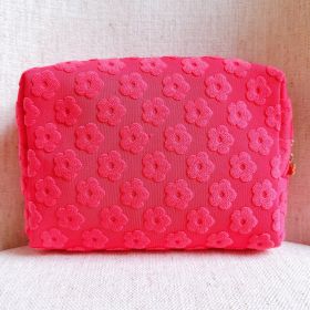 Embossed Daisy Blossom Cosmetic Case (Color: Pink)