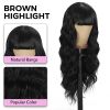 Black Wig with Bangs Curly wavy Wig for Women Long Natural Black wavy wigs skin-friendly synthetic fibersc for festival holiday Use 26IN