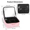 Travel Makeup Bag with LED Mirror Makeup Case Organizer with 3 Light Colors Adjustable Dividers Brush Holder Magnifying Mirror Dimmable USB Rechargeab